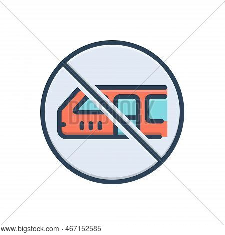 Color Illustration Icon For Cancelled Rejected Annulled Bus Absence Avoidance Repeal Forbidden Not-a