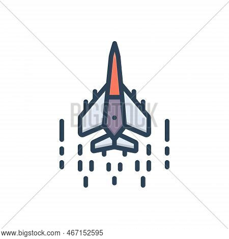 Color Illustration Icon For Sally Sortie Jaunt Air-force Aircraft Army Combat Flight Soldier Transpo