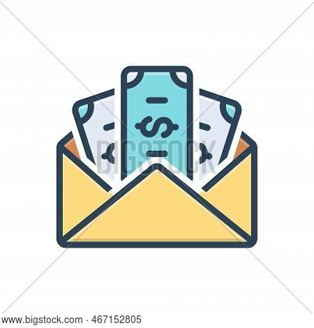 Color Illustration Icon For Salaries Money Earnings Fee Income Pay Payroll Stipend Wage Emolument