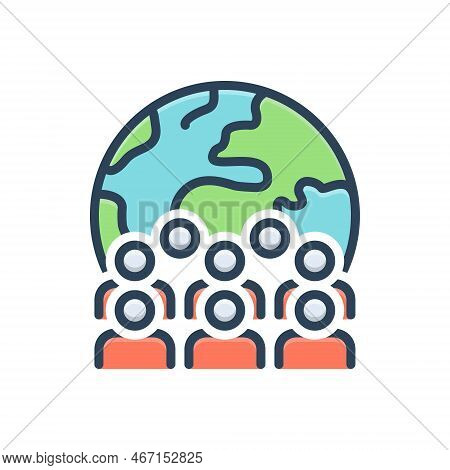 Color Illustration Icon For Majority Many Mass Numerous Promiscuous Population Inhabitants Crowded C
