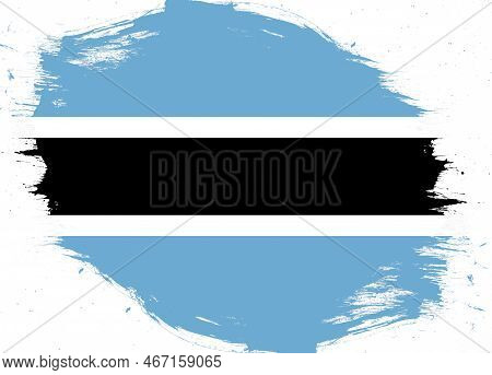 Botswana Flag On Distressed Grunge Brush Background