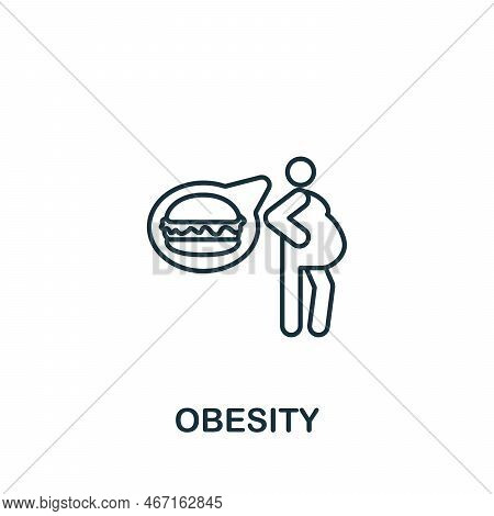 Obesity Icon. Monochrome Simple Healthcare Icon For Templates, Web Design And Infographics