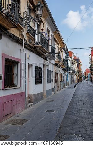 Valencia, Spain - July 2022: Houses In El Cabanyal, A Neighborhood In The City Of Valencia, Spain.