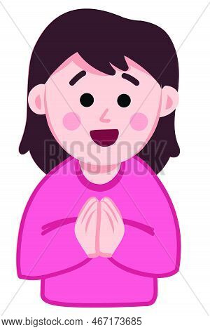 Sticker Of A Young Girl Saying Thank You