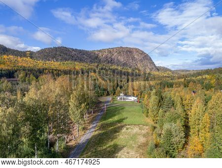 Aerial View Of Mountain And The Sea At Skuleberget Campsite Caravan Camping In Hoga Kusten Sweden