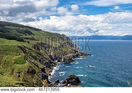 Seascape Of Porto De Bares, A Picturesque Beach Fishing Village In Galicia Spain, Europe