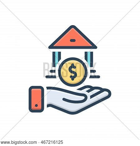 Color Illustration Icon For Loans Bank Borrow Mortgage Debenture Lending Money-lending