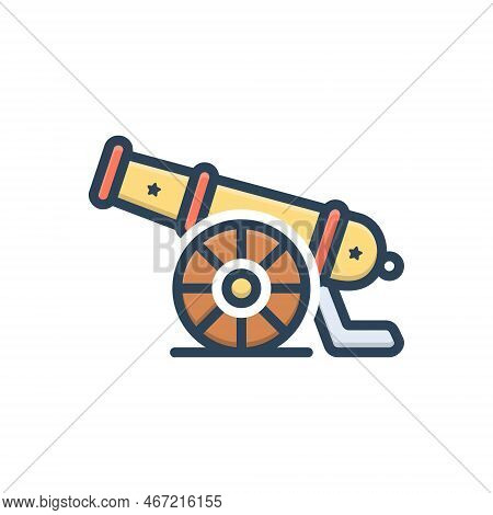 Color Illustration Icon For Cannon Howitzer Mortar Ordnance Gun Tope Weapon Antique Army Battle