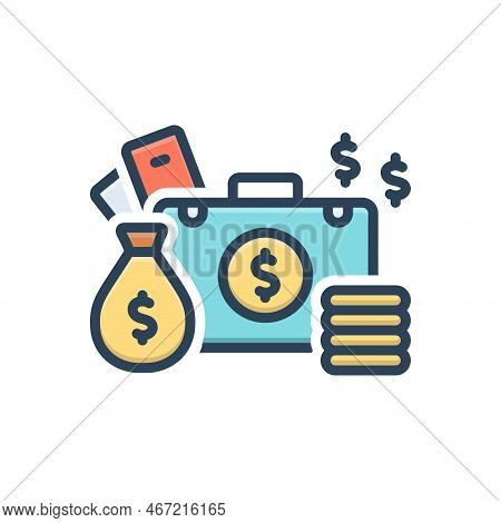 Color Illustration Icon For Alot Lots Many Much Plenty Finance Money Wealth Treasure Precious
