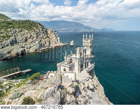 Crimea Swallows Nest Castle On The Rock Over The Black Sea. It Is A Tourist Attraction Of Crimea. Am