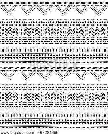 Dotted Zig-zag Background, Prehistoric Pottery Inspired Vector Seamless Geometric Pattern Pattern,  
