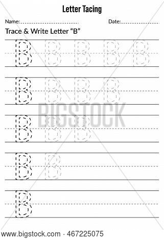 Alphabet Letter Tracing Worksheet. Writing A-z Exercise. Letter Tracing B Worksheet. English Alphabe