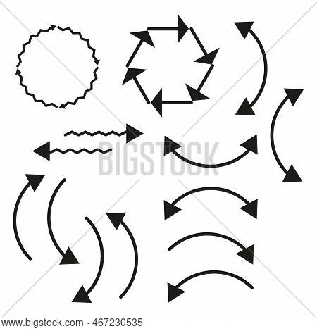 Flat Different Arrows For Concept Design. Round Shape. Vector Illustration. Stock Image.