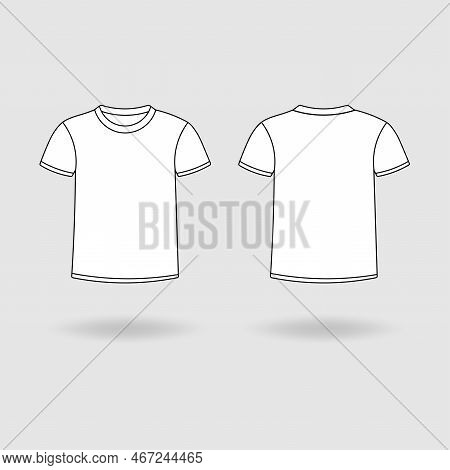 Front And Back Views Of A White Short Sleeve Unisex T-shirt Design Template 