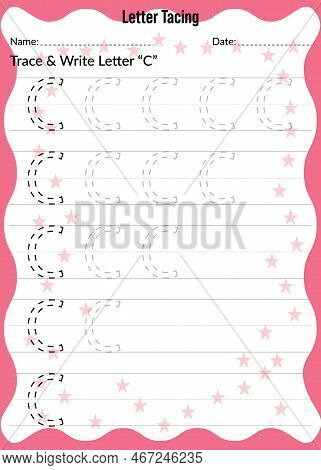 Alphabet Letter Tracing Worksheet. Writing A-z Exercise. Letter Tracing C Worksheet. Activity For Pr