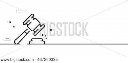 Auction Hammer Line Icon. Bid Offer Sign. Lot Was Sold Symbol. Minimal Line Illustration Background.