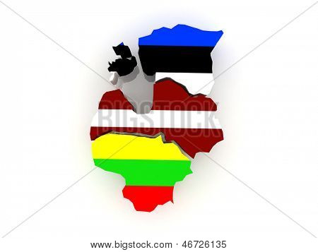 Mappa dei paesi baltici. 3D