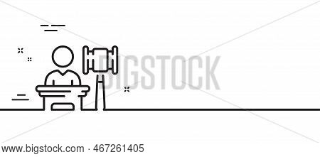 Auction Line Icon. Bid Offer Sign. Act Hammer Deal Symbol. Minimal Line Illustration Background. Auc