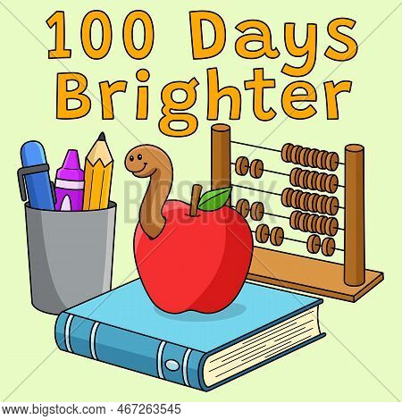 This Cartoon Clipart Shows A 100th Day Of School Brighter Illustration.