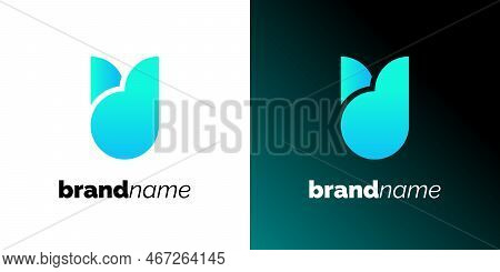 Initial Capital Letter Du Or Ud Abstract Logo In Shield Shape. Business Identity Logotype Concept. D