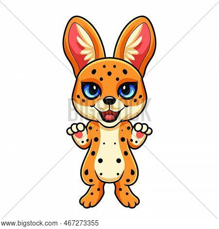 Vector Illustration Of Cute Serval Cat Cartoon Standing