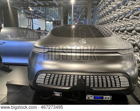 Warsaw, Poland - Jul 11: Mercedes Benz F 015 Concept Car At Copernicus Science Centre In Warsaw, Pol
