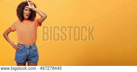 Arrogant And Confident Woman Not Talk With Losers. Mocking Self-assured Stylish African American Fem
