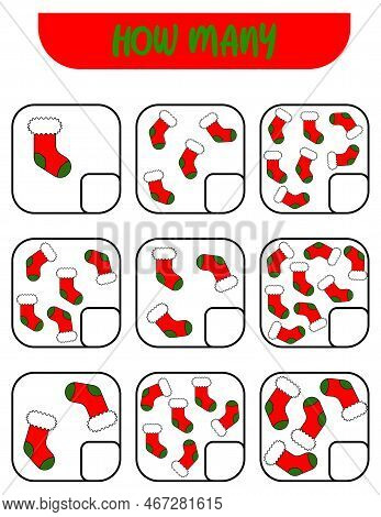Count How Many Socks. Write Down The Answer. Educational Games For Kids.