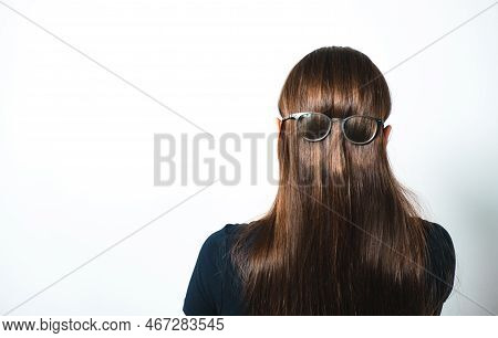 Pareidolia Illusion. Glasses In Long Brown Hair. Make Face. Hippie Style. Glamour Humor. Hair Care. 