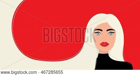 Portrait Of Woman. White Long Hair. Young Girl Face. Beautiful Lady, Female. Blonde Hairstyle. Avata
