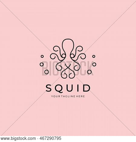 Squid Logo Line Art Vector Illustration Design
