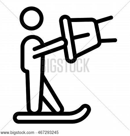 Extreme Wind Sport Icon Outline Vector. Surfer Man. Summer Kite