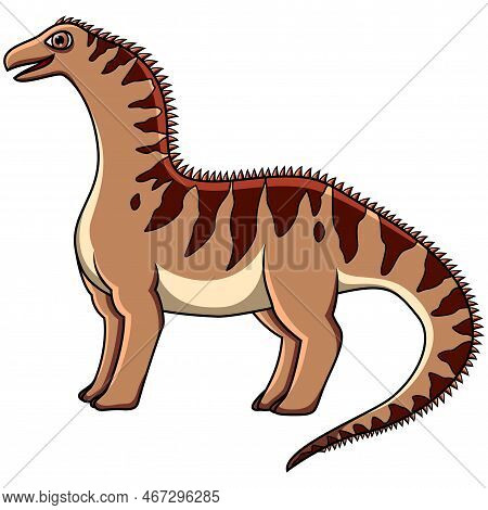 The Cartoon Amargasaurus Isolated On White Background