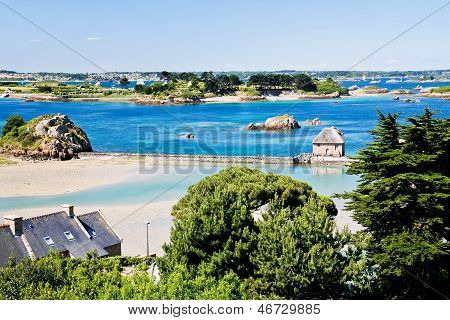 Rural Landscape On Atlantic Coastline In Brittany