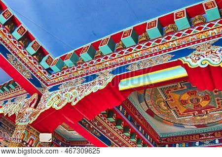 La Boulaye, France - April Circa, 2018. Colored Architectural Details And Traditional Colorful Paint