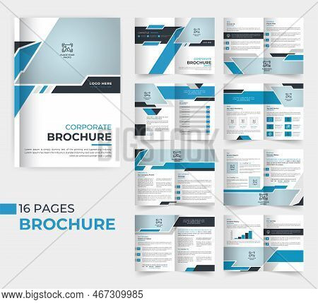 Company Profile Template Design With Modern Shapes, Multipage Corporate Brochure Design In A4 Size