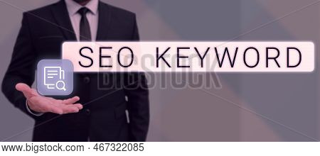 Hand Writing Sign Seo Keyword. Business Idea Phrases In Your Web Content That Help People Find Your 