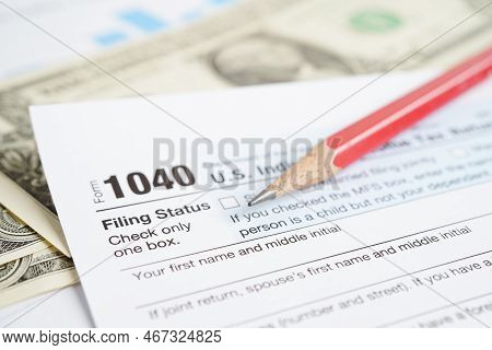 Tax Form 1040 U.s. Individual Income Tax Return, Business Finance Concept.