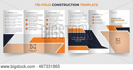 Modern Trifold Business Construction Brochure Design Template In A4 Size