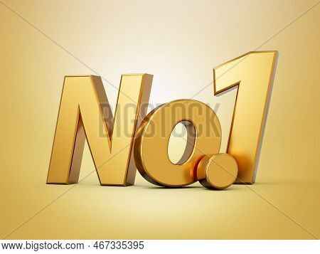 Golden No.1 Text No 1 Champion Or Winner 3d Number One For 1st Place Isolated White Background 3d Il
