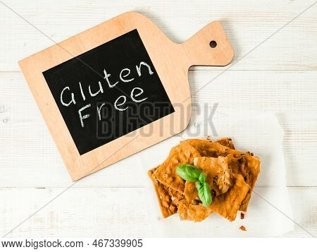 Gluten-freen Crispbreads Made Of Buskwheat Flour. Green Buckwheat Flour Smoked Paprika Sunflower See