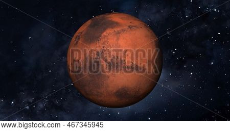 Solar System Concept. View Of Full Big Planet Venus From Space On A Black Sky Background.venus Surfa