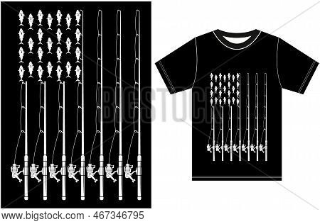 Usa Flag Fishing T-shirt Design. T-shirt Gift For Fishing Lovers. Vector Fishing T-shirt.