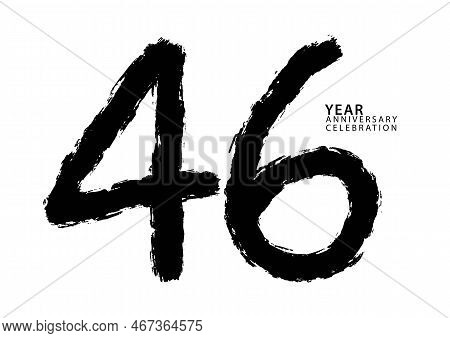 46 Year Anniversary Celebration Black Color Logotype Vector, 46 Number Design, 46th Birthday Invitat