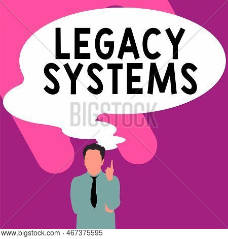 Handwriting Text Legacy Systems. Internet Concept Old Method Technology Computer System Or Applicati