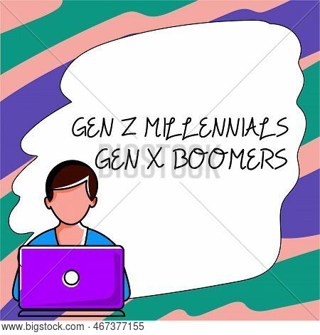 Inspiration Showing Sign Gen Z Millennials Gen X Boomers. Conceptual Photo Generational Differences 