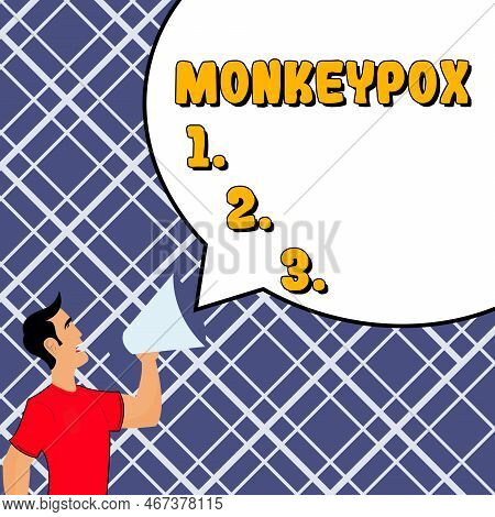 Text Caption Presenting Monkeypox. Word For Poxvirus Of Africa Caused By Chiefly In Wild Rodents And