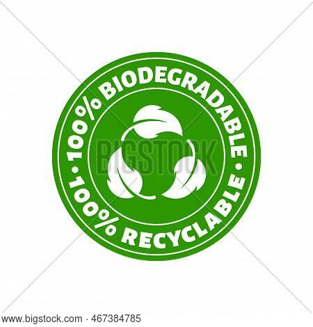 Recyclable Biodegradable Compostable Circle Green Inons. Vector Eco Bio Logos