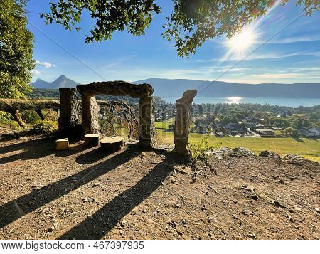 Menthon Saint Bernard, France - September 07 2021 : Mysterious Looking Standing Stones, Menhirs On E