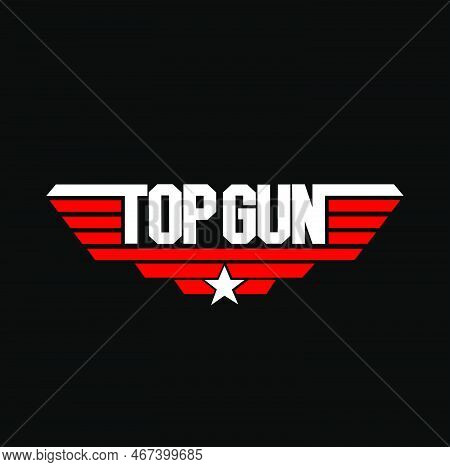 Top Gun Typography Icon With Two Colors. Top Gun Lettering.